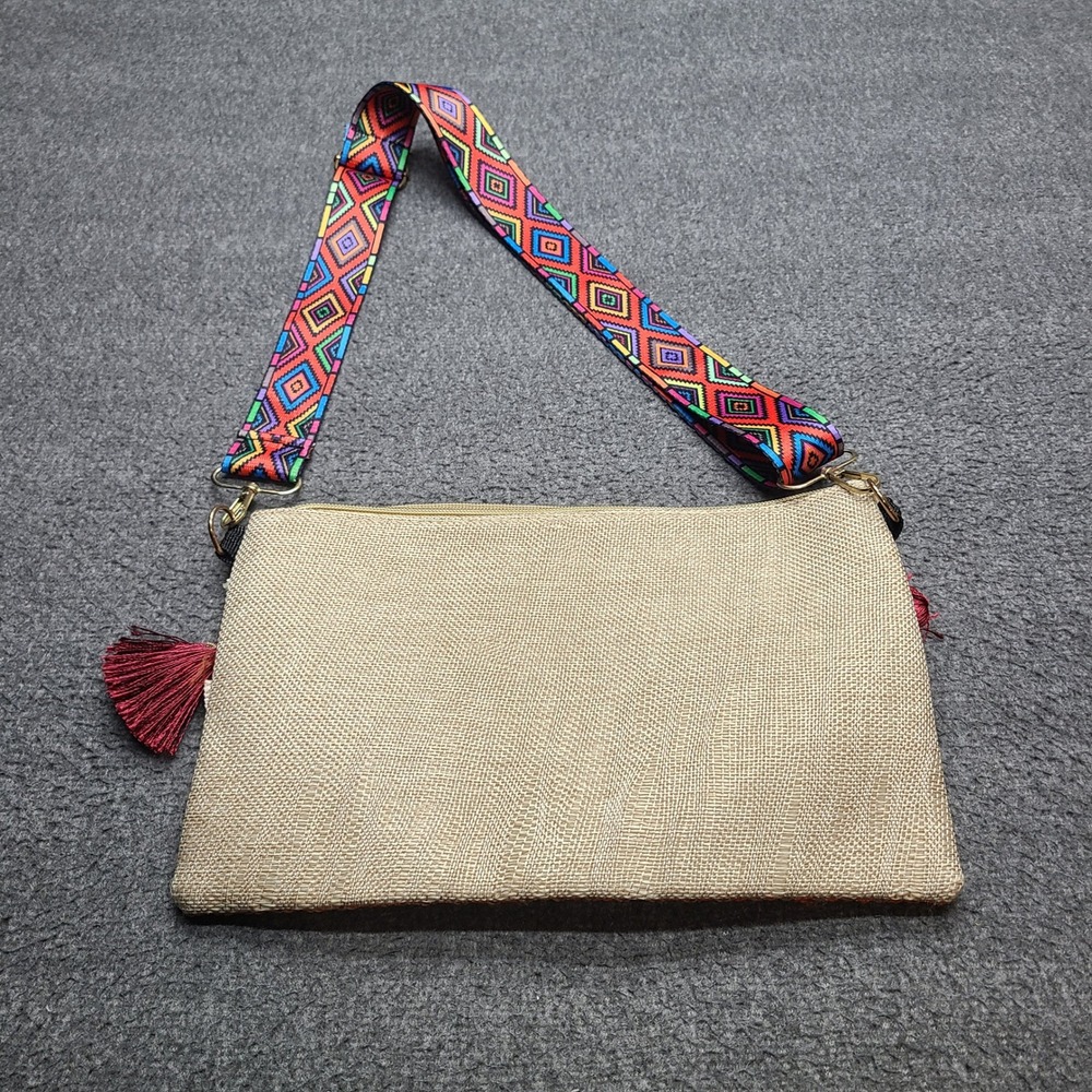Unbranded Crossbody Bag Womens Medium Orange Excellent Boho Tassel Woven Bag - Picture 2 of 4